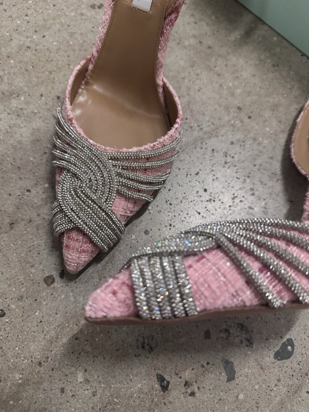 Aquazzura Gatsby 105 Slingback Pump Heels Macaron Pink - Picture 6 of 8